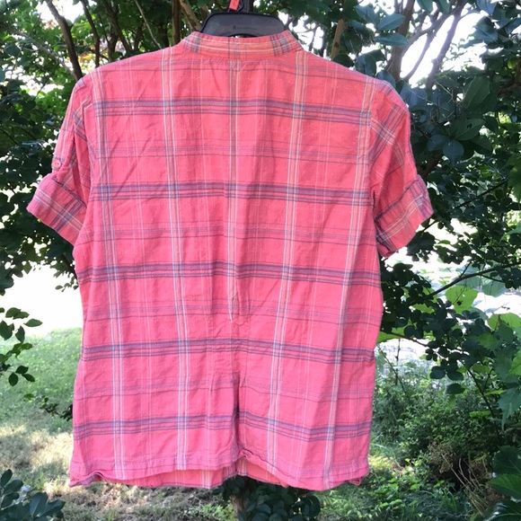 Woolrich Pleated Orange Plaid Button Up Blouse S - Picture 4 of 9